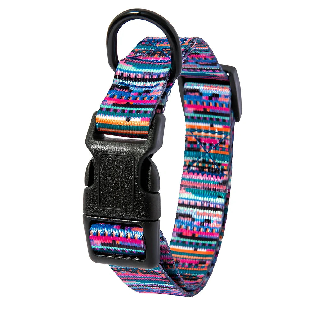 Adjustable dog collar and leash set with Bohemian pattern for dogs 3-27kg