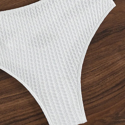 White women's backless bikini swimsuit with bra and panties set