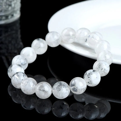 Natural blizzard snowflake round beads women's crystal bracelet with geometry shape and grinding treatment