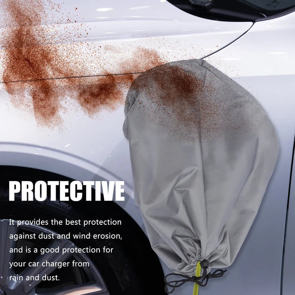 New energy vehicle charging port waterproof cover with drawstring in grey colour