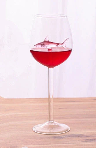 Crystal shark red wine glass with rotating design, lead-free, 300ml capacity