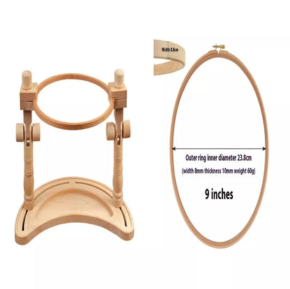 Adjustable Cross Wreath in bamboo for embroidery projects, sizes 4 to 12 inches