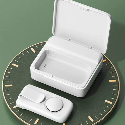 Mini portable mask fan with charging case for outdoor cooling