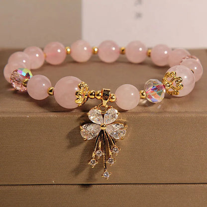 Unisex crystal normcore style bracelet in Aquamarine Butterfly or Pink Crystal Butterfly colour.