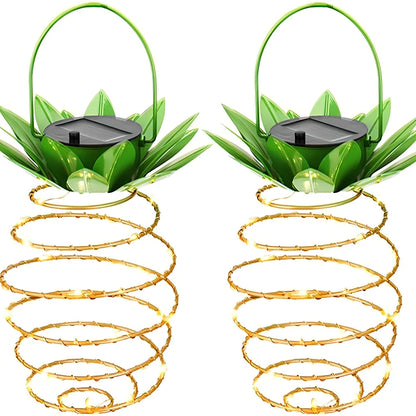 Pineapple-shaped solar garden light with LED illumination and waterproof housing for outdoor use