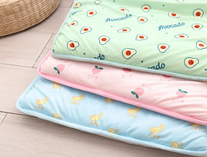 Summer Ice Silk Cool Pet Pad in various colors and sizes for pet heat relief