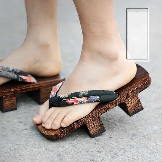 Men's two-toe cloth clogs with dragon pattern in sizes 23-28cm