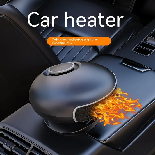 Black car warm air blower heater with 130cm cable for 12V or 24V vehicle defrosting