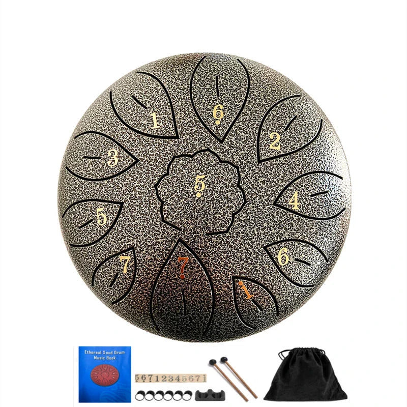 Ethereal 11-Tone Handpan Drum in various colors - premium steel instrument for meditation, yoga, and relaxation