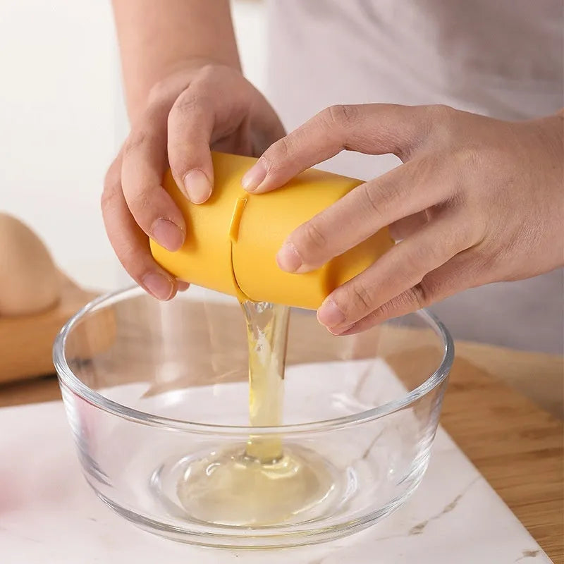 Vibrant coloured egg shell opener tool for clean cracking and beating in kitchen