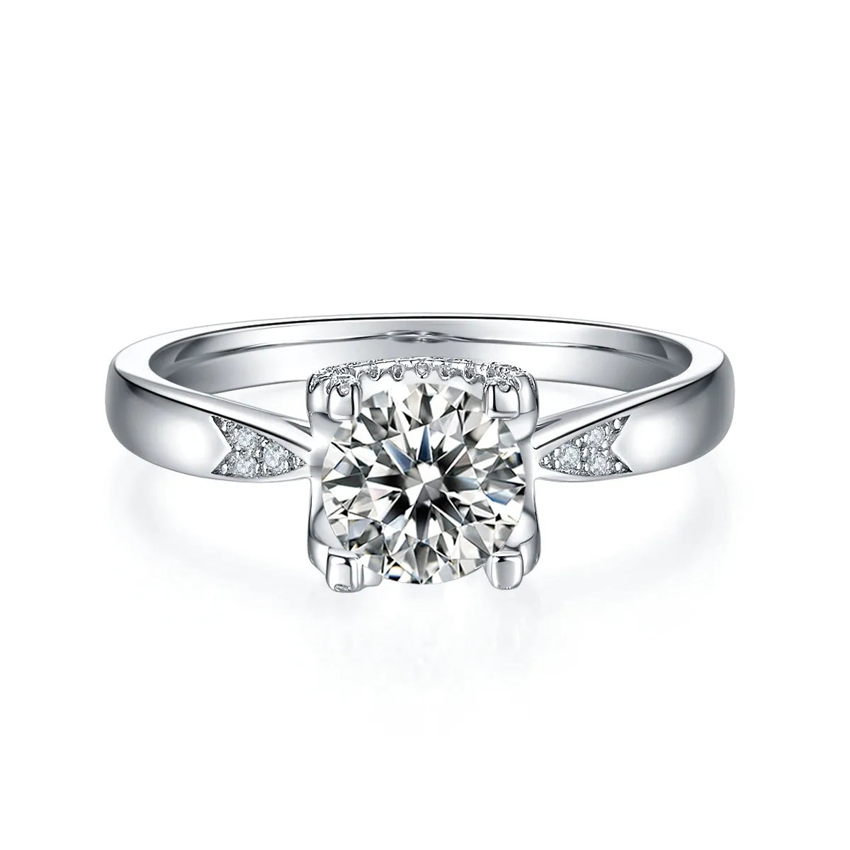 Star Guardian 1-carat moissanite wedding ring set in S925 silver with platinum plating, sizes 5-9, gift box and GRA certificate