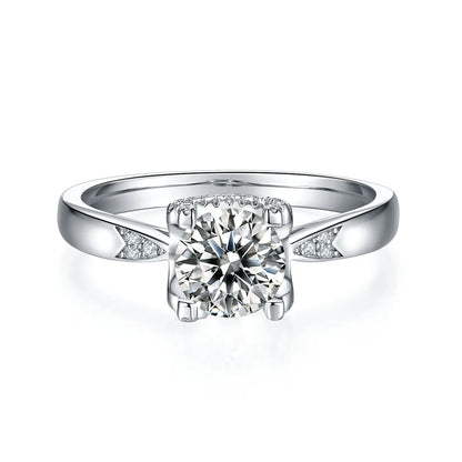 Star Guardian 1-carat moissanite wedding ring set in S925 silver with platinum plating, sizes 5-9, gift box and GRA certificate