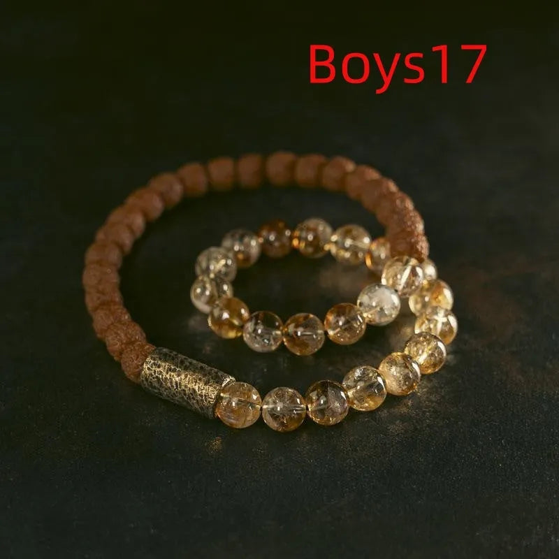 Children's personalised LCD bracelet in natural citrine colour with double circle retro design