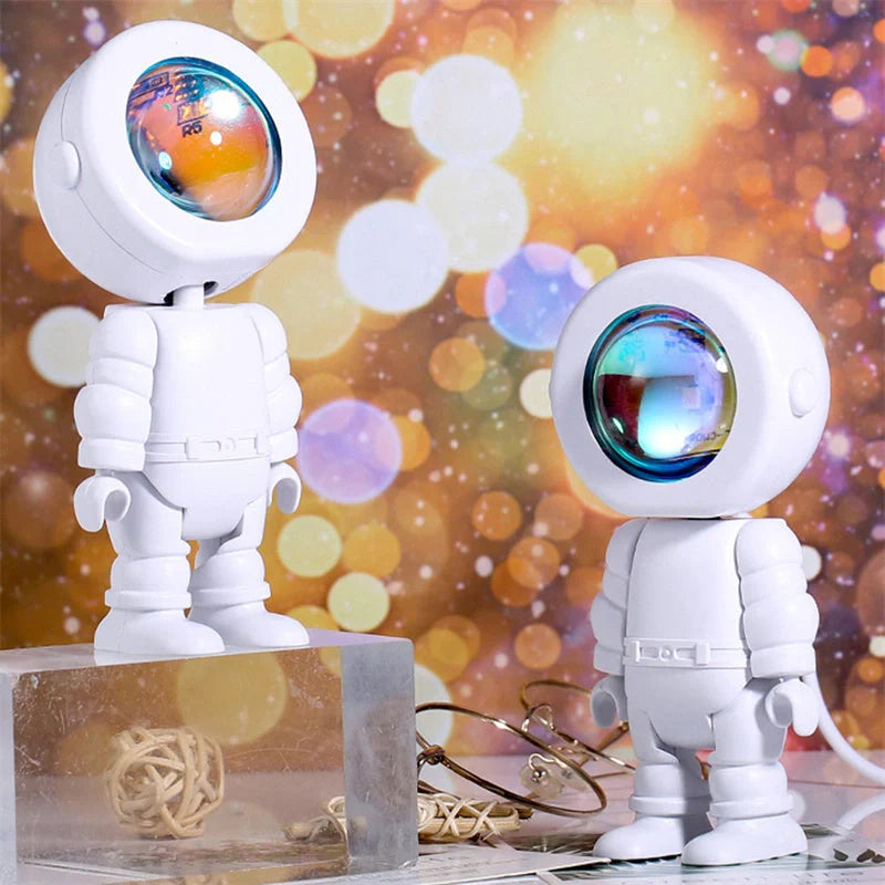 Rechargeable Astronaut Robot Rainbow Projection Sun Lamp with customizable sunset colors