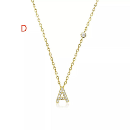Custom Initial Necklace with sparkling CZ pendant, available in gold or silver finish