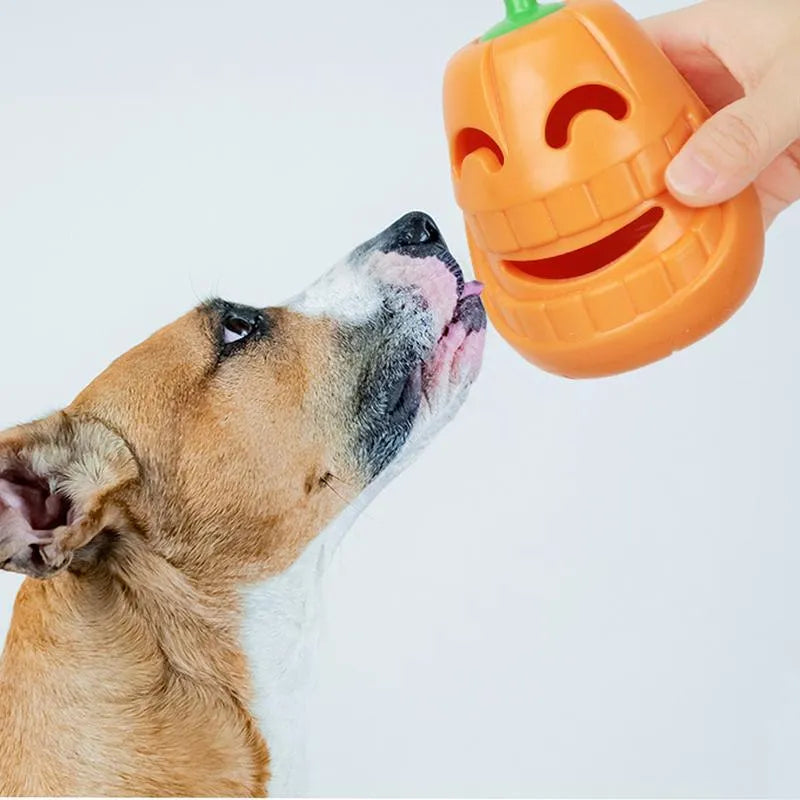 Tough Chew Toys For Dogs, Aggressive Chewer Dog Toy In Durable TPR Material, Pumpkin Shape Interactive Dog Toy For Teething Puppies, Yellow Colour, Approximately 8.6x11.5cm