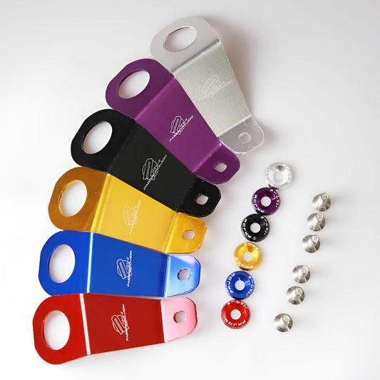 Aluminium alloy radiator bracket for Honda Civic EG car modification in anodized colour.