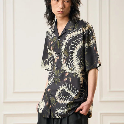 Original designer short sleeve Cuban collar shirt with floral pattern, loose fit, and acetate fibre fabric for summer wear.