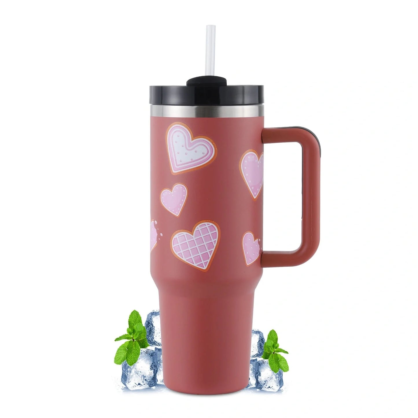 40oz stainless steel straw coffee mug with handle for travel, bisphenol A free, large capacity