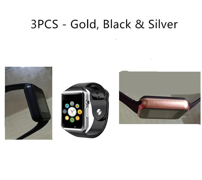 A1 Smart Watch with 1.54-inch screen on wrist showing black colour option with GSM SIM phone functionality