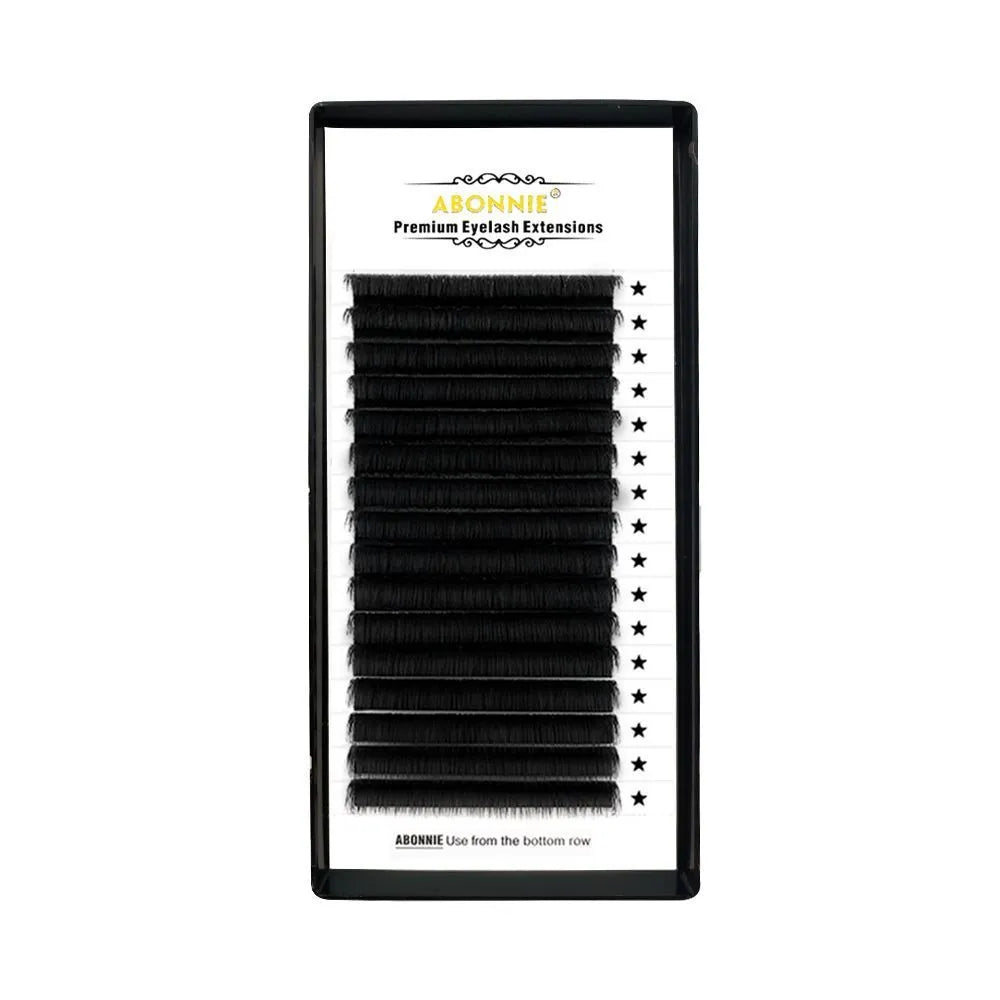 16-row dense false eyelashes made from mink hair with matte finish, showing length options from 8mm to 18mm