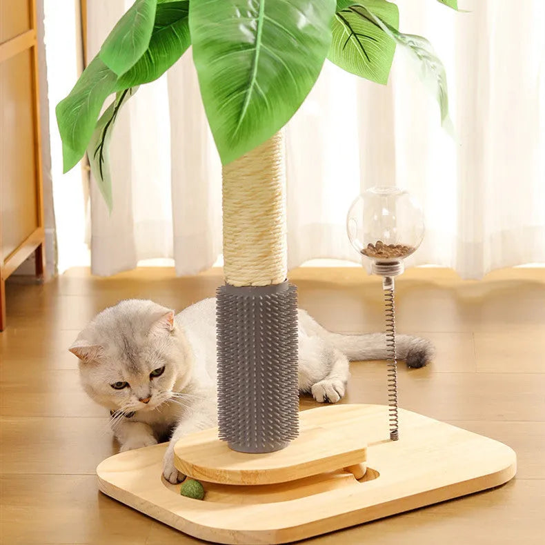 Vertical wooden cat scratching post with canna colour finish and simple design