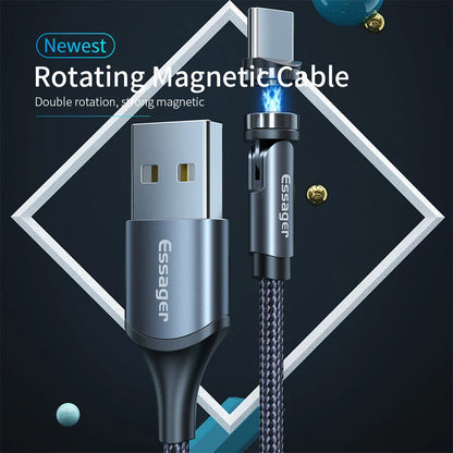 Magnetic USB Type C Charging Cable with 360-degree Rotation and Fast Charging Capabilities