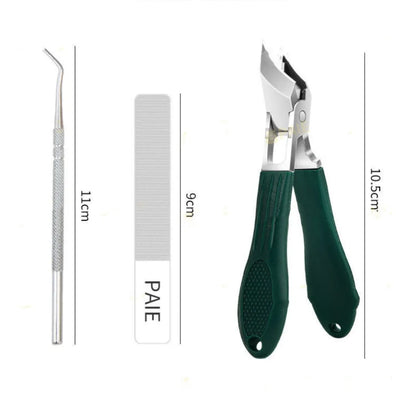 Anti-splash portable nail maintenance kit with stainless steel tools in brown plastic case
