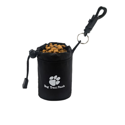 Mini nylon pet snack training bag in solid colour, shown in red, green, black, and blue options.