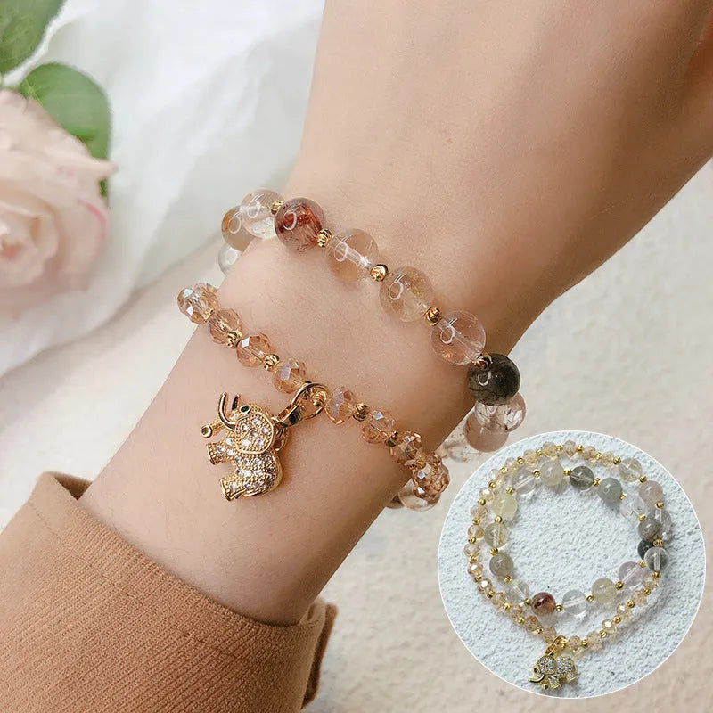 Women's retro bracelet with colour hair crystal beads and ethnic styling elements