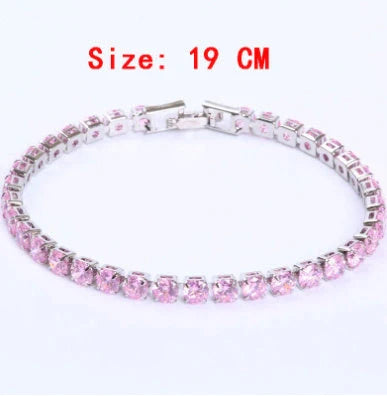 Cubic Zirconia Tennis Bracelet with AAA+ crystals on a copper box chain