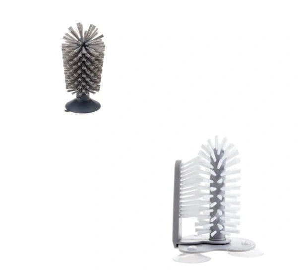 Double-head suction cup brush for cleaning cups and glasses