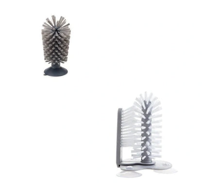 Double-head suction cup brush for cleaning cups and glasses
