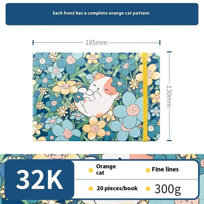 Feiluniao watercolour notebook with fabric cover, 185mm length, open to show paper for painting.