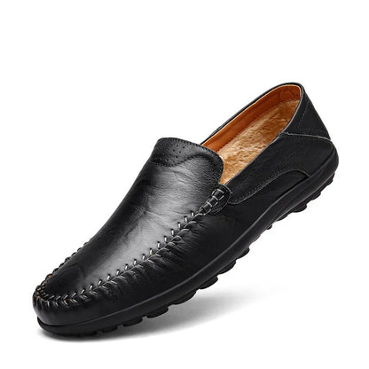 Men's casual leather shoes with cowhide uppers and round toe design in multiple colour options