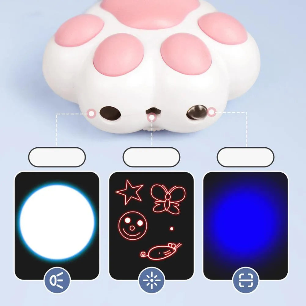 Pink and black infrared cat teaser toy with key chain measuring 5 by 2.5 centimetres