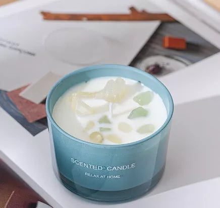 Handmade soy wax aromatherapy candle in gray blue, 7.4 × 4.9cm