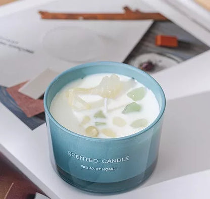 Handmade soy wax aromatherapy candle in gray blue, 7.4 × 4.9cm