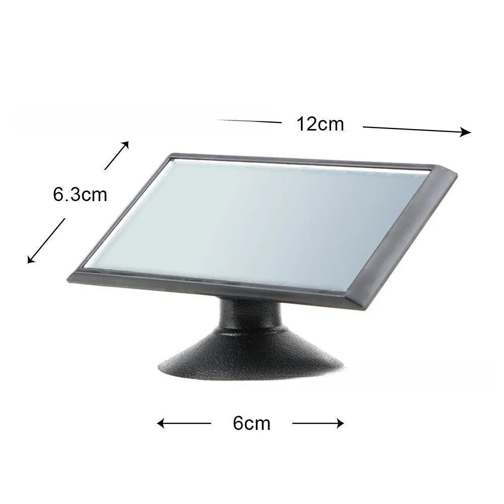 Black 360-degree rotation car rearview mirror with ABS glass and sucker mount