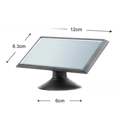 Black 360-degree rotation car rearview mirror with ABS glass and sucker mount