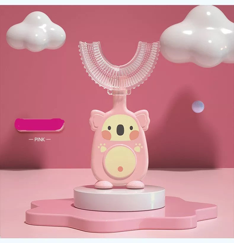 Zhuanzhuanxiong Children's U-shaped Silicone Toothbrush in vibrant koala designs