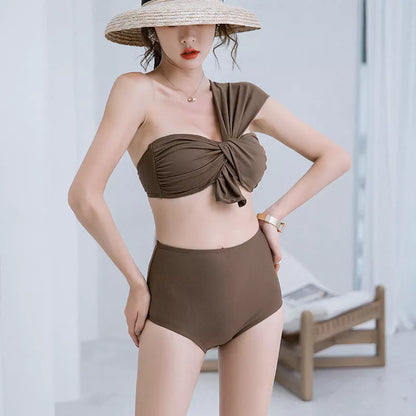 Women's one shoulder high waist bikini in quick-dry fabric