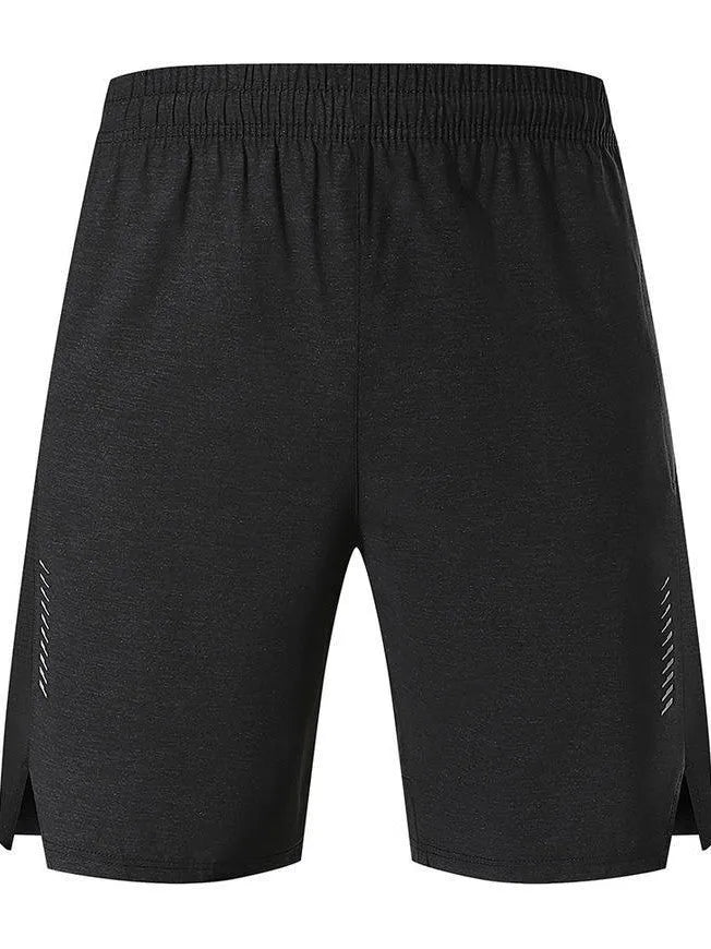 Men's forest green spandex shorts with five-point single layer construction and mid-waist design