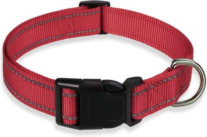 Adjustable nylon dog collar with chest strap in multiple colour options for secure walking