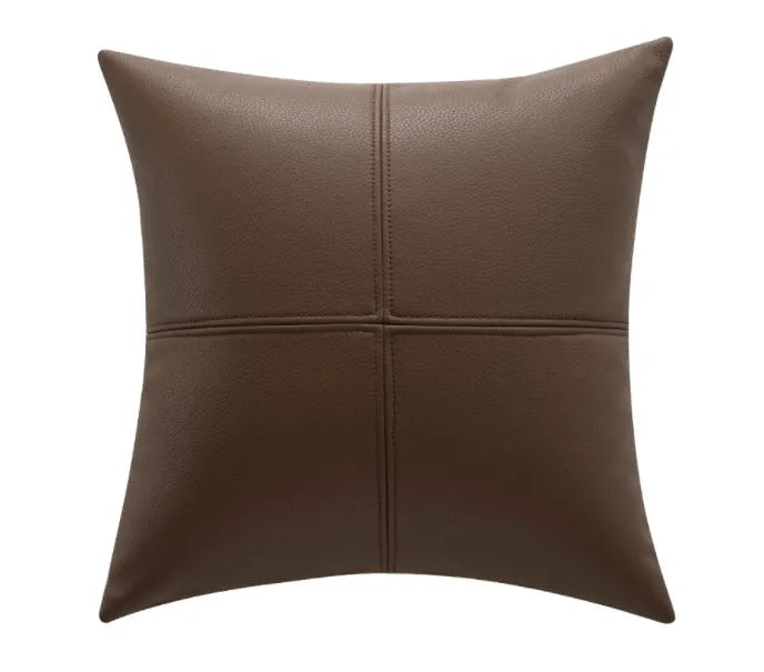 Simple solid colour soft cowhide leather pillow cover in Nordic style with PP cotton filler