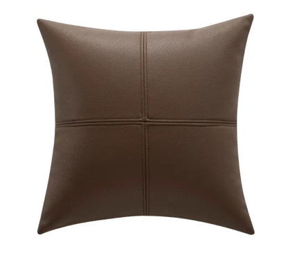 Simple solid colour soft cowhide leather pillow cover in Nordic style with PP cotton filler