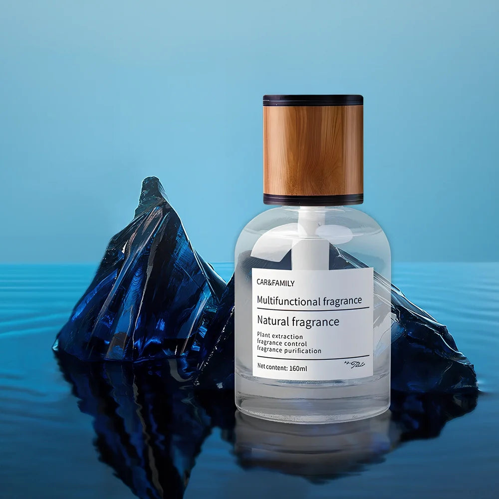 Car mounted fragrance perfume with 120mm round glass bottle on car air vent