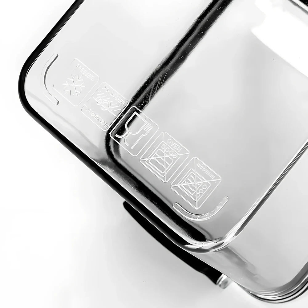 Eight transparent airtight plastic food containers in four different sizes with red sealing lids