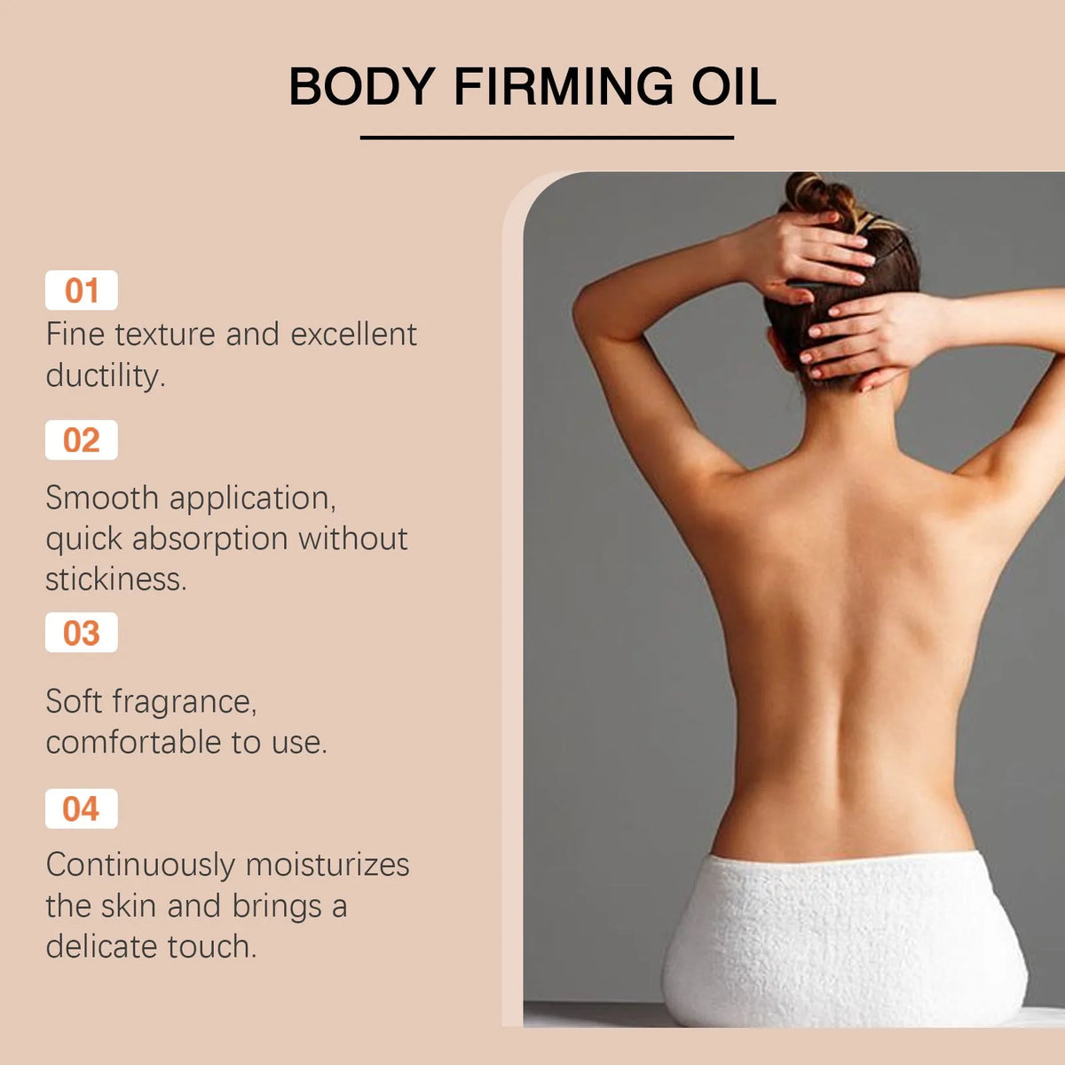100ml bottle of nourishing and firming body oil with hyaluronic acid for dry skin