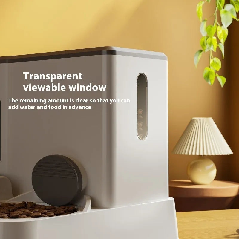 Cat automatic pet feeder water dispenser with integrated double bowl design